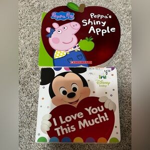 Mickey Mouse I Love You This Much Peppa Pig Shiny Apple lot of 2 board books